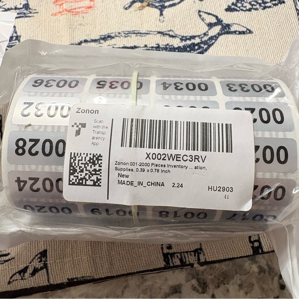 Zonon Black and White Inventory Labels-0001-2000 -NEW